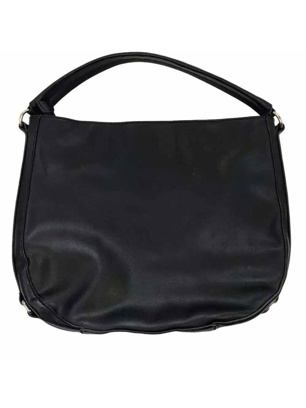 Shiraleah Black Shoulder Bag Large Faux Leather Slouchy Tote Minimalist Purse
